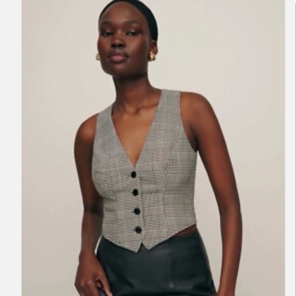 Reformation Devin Plaid Vest